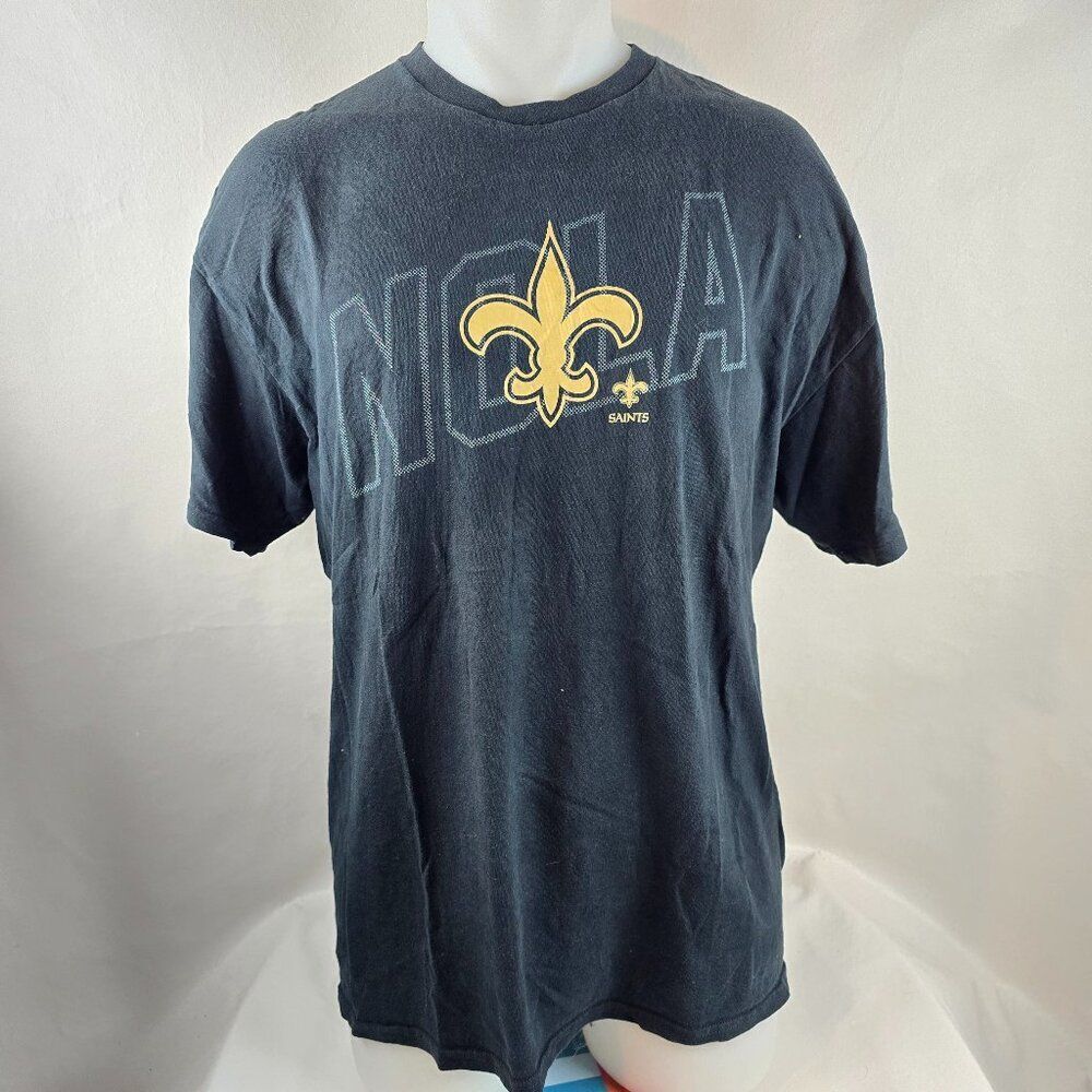 New Orleans Saints T Shirt Mens XL Black NFL Team Apparel Nola Fleur De Lis